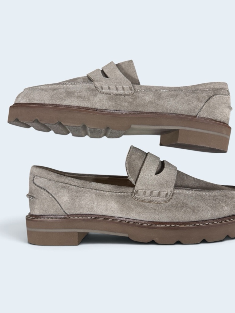 Anne Klein Emmylou Waterproof Suede Penny Loafers - Taupe size 7.5 - Picture 9 of 12